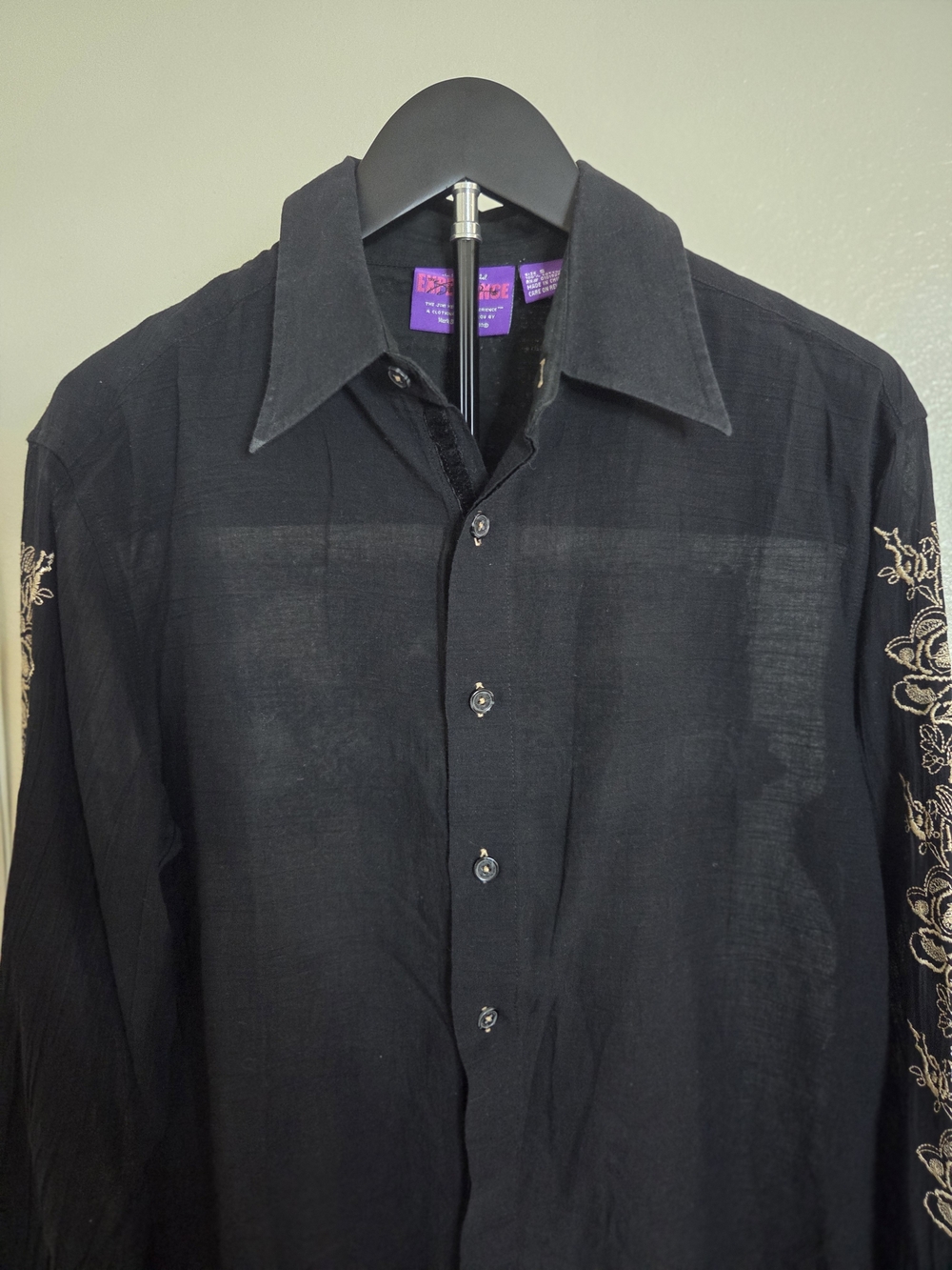 Purple Label Black Embroidered Men’s Dress Shirt